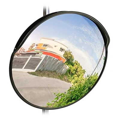 Afbeelding van Relaxdays verkeersspiegel 60 cm industriespiegel veiligheidsspiegel rond zwart