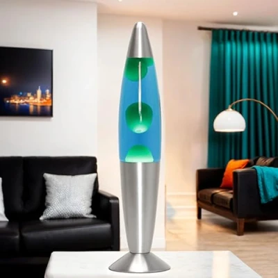 Afbeelding van Lava lamp 35cm groen blauw Timmy E14 25W kabel schakelaar cadeau idee Kerst verjaardag inclusief retro mag