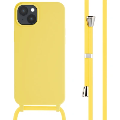 Afbeelding van Apple iPhone 15 Plus Hoesje Siliconen en TPU (zacht) iMoshion Softcase/Koordhoesje/Backcover Geel Telefoonhoesje