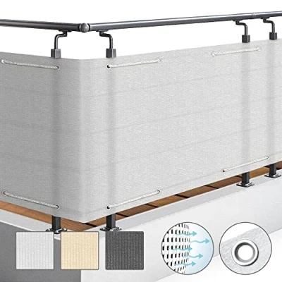 Afbeelding van Sol Royal Solvision HB2 Balkonscherm Wit 90x300cm HDPE Balkondoek Ondoorzichtig Privacyscherm Windbescherming met Bevestiging