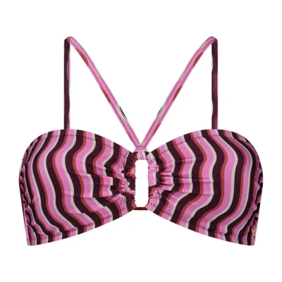 Afbeelding van ten Cate Beach TC WOW voorgevormde strapless bandeau bikinitop roze/wit/bruin