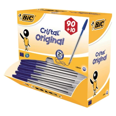 Afbeelding van Balpen Bic Cristal medium blauw doos à 90+10 gratis