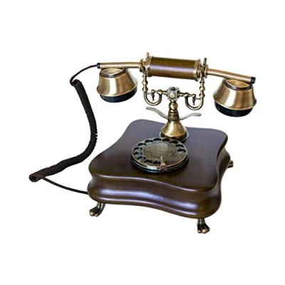 Afbeelding van OPIS 1921 CABLE MODEL B klassieke telefoon/retro telefoon met hout en metalen behuizing, functionele draaischijf bel