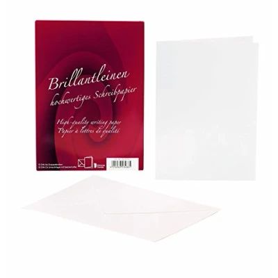 Afbeelding van Rössler Papier 20241933 Briljant linnen dubbele kaarten DIN A6, 10 kaarten/10 hulzen, wit