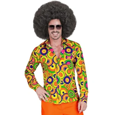 Afbeelding van Widmann Hippie Kostuum Love The 70s Longplay Circles Overhemd Man Multicolor XXL Carnavalskleding Verkleedkleding
