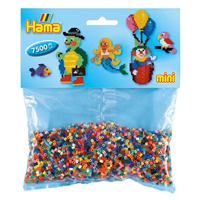 Afbeelding van Hama Parels 583 strijkkralen zak met ca. 7.500 mini knutselkralen diameter 2,5 mm in een bonte mix 64 kleuren, creatief knutselplezier voor groot en klein