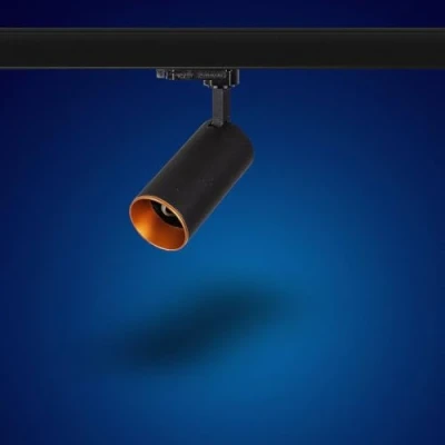 Afbeelding van Mextronic GU10 3 FASEN STRALER: Draai en zwenkbare spot voor railsysteem fase lamp in zwart goud (Genius L502)