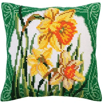 Afbeelding van Voorbedrukt kruissteek Kussenpakket narcissen Collection d&#039;Art 5287