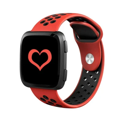 Afbeelding van Fitbit Versa 1 / 2 &amp; Lite sportbandje Maat: Small Rood + Zwart