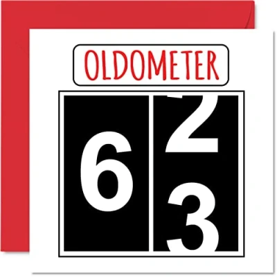 Afbeelding van Leuke 63e verjaardagskaarten voor mannen vrouw Oldometer Happy Birthday Card papa mama opa oppas oma oom tante neef, 145 mm x wenskaarten, verjaardagskaart