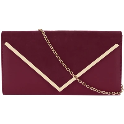 Afbeelding van MEGAUK Dames Clutch Fluwelen Avondtas Elegante Handtas Envelop Tas Okseltas met Ketting voor Bruiloft Prom Party, Wijnrood