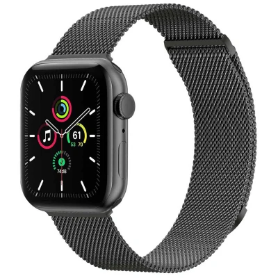 Afbeelding van Apple Watch bandje Milanees Grijs Geschikt voor Series1/2/3/4/5/6/7/8/9/10/SE (38/40/41 mm) Series 10 (42 Maat S