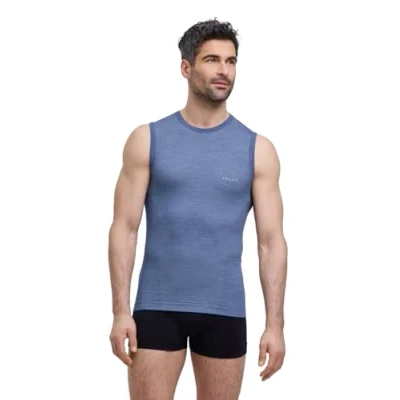 Afbeelding van FALKE Heren Top van onderlaag Wool Tech Light M S/L SH Wol Functioneel material Sneldrogend 1 Stuk, Blauw (Capitain 6751), S
