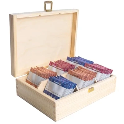 Afbeelding van Creative Deco Houten Theedoos 21 x 16 7 cm 6 Vakken theekist met Deksel Sieradendoos, Sieraden Kistje