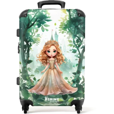 Afbeelding van NoBoringSuitcases.com® Kinderkoffer groot Kindertrolley koffer Prinses Sprookjesbos Kasteel Rolkoffer lichtgewicht Reiskoffer met 4 wielen Grote trolley XL 20 kg bagage