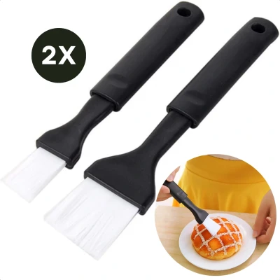 Afbeelding van Cheqo® Bakkwast Set Keukenkwast Bakborstel Marinade Kwast BBQ Zwart/Wit Hittebestendig Siliconen Voor Bakken