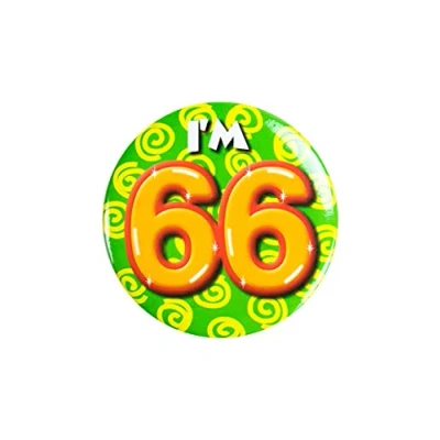 Afbeelding van Paper Dreams Button I&#039;m 66 Staal 5,5 Cm Groen/geel/oranje