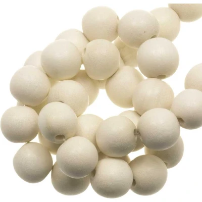 Afbeelding van Houten Kralen Intense Look (16 mm) White (25 stuks)