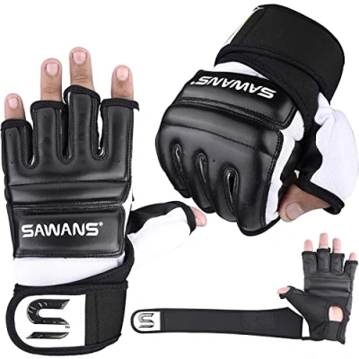 Afbeelding van SAWANS Bokszak Bokshandschoenen Karate Mitts MMA Body Combat Taekwondo Training Vechten Grappling Muay Thai (Zwart, XL)