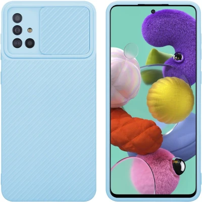 Afbeelding van Cadorabo Hoesje geschikt voor Samsung Galaxy A51 4G / M40s in Bonbon Licht Blauw Beschermhoes van flexibel TPU silicone Case Cover en met camerabescherming