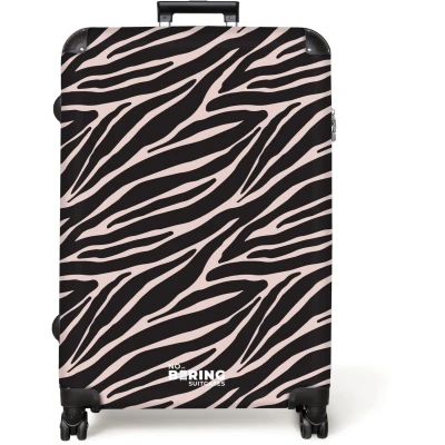 Afbeelding van NoBoringSuitcases.com® Koffer groot Reiskoffer lichtgewicht Zebra strepenmotief op zachtroze Rolkoffer met 4 wielen Grote trolley XL 98 liter bagage