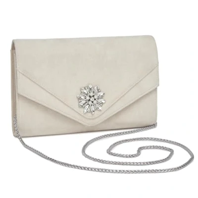 Afbeelding van Miss Lulu clutch voor dames, elegante ceremonie, diamanttas van suède, avondtas met ketting bruiloft, feest en avond, Zwart