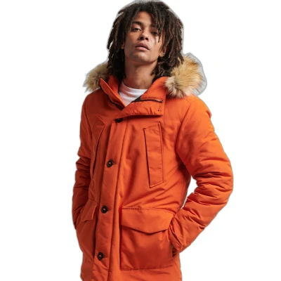 Afbeelding van Superdry Mannen Everest Parka met Capuchon en Imitatiebont Oranje Grootte: Xxl