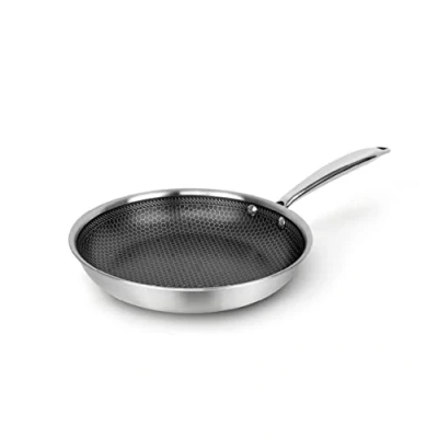 Afbeelding van RVS triply pan met non stick honeycomb coating 24 cm Zilver / Zwart