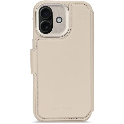 Afbeelding van DECODED 2 in 1 Leren Detachable Wallet Hoesje Geschikt voor iPhone 17 Magnetisch Afneembaar met Pasjeshouder Premium ECCO Leer MagSafe Beige