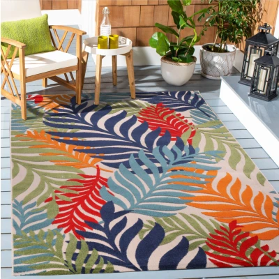 Afbeelding van Binnen en Buiten Vloerkleed Floral Outdoor Laagpolig Tapijt Multi 60x110 cm