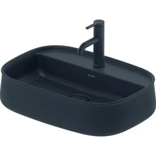 Afbeelding van Duravit zencha opzetwastafel 550 mm antraciet mat kraanvlak met 1 kraangat geslepen wondergliss 23745513711