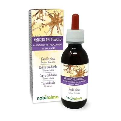 Afbeelding van Duivelsklauw (Harpagophytum procumbens) wortels Alcoholvrije moedertinctuur Naturalma Vloeibaar extract druppels 120 ml Voedingssupplement Veganistisch
