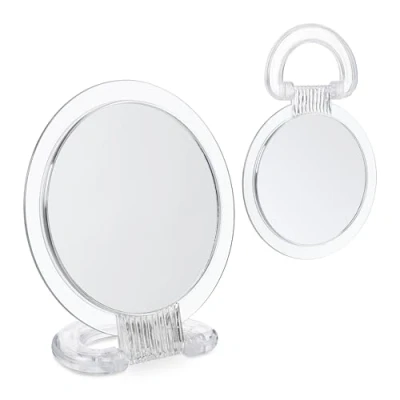 Afbeelding van Relaxdays make up spiegel set van 2 dubbelzijdig handspiegel vergrotende