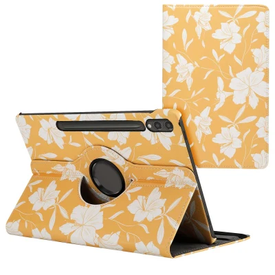 Afbeelding van Samsung Galaxy Tab S9 Plus Hoes: iMoshion 360 Draaibare Design Bookcase 2.0 Yellow Flowers Kunstleder Tablet Hoezen