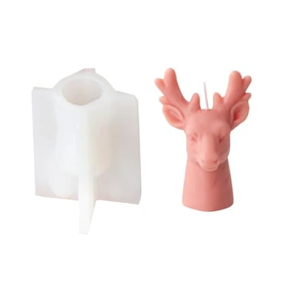 Afbeelding van JS MOLD siliconen kerstvorm, kaarsen, 3D, eland, kaarsvorm, zeepvorm, kerstboom, kaars, vorm, doe het zelf gietvormen voor handgemaakte zeep, bakvormen (klein gewei)