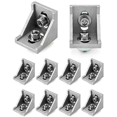 Afbeelding van QWORK 10 stuks bevestigingsmateriaal hoekbevestiging, aluminium profiel 40x40 groef 8 profiel, voor hoek muurbeugel