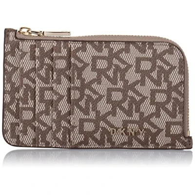 Afbeelding van DKNY Bryant ZIP CARD Holder LOGO Portemonnee, Dames, Maat: One Size, Chino/caramel