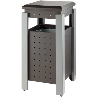 Afbeelding van Buitenafvalbak 36 ltr grijs/wit vierkant