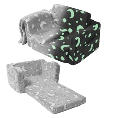 Afbeelding van VEVOR Klappbarer Kindercouch Kindersofa 610 x 430 400 mm Kinderzimmer Softsofa, Spielsofa Kuschelecke 1 Kind, Kindersessel Kindermöbel Kinderstuhl Grau Schlafsesseln 20 kg Bettfunktion