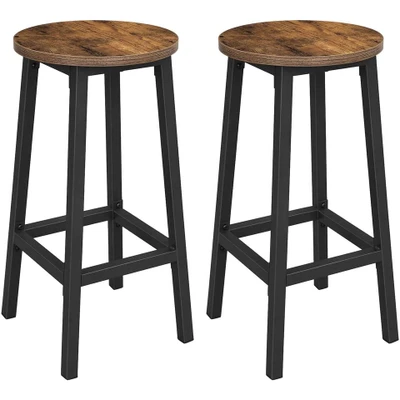 Afbeelding van ACAZA Set van 2 barkrukken hoogte 65 cm rond vintage bruin
