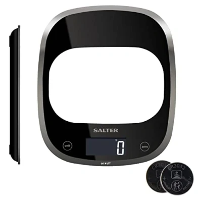 Afbeelding van Salter 1050 BKDR Curve Electronic Kitchen Scale, 5 kg Max Capacity, Measures Liquids and Fluids, Add &amp; Weigh, Easy to Read, Baking/Cooking Scale for Home/Kitchen, Batteries Included