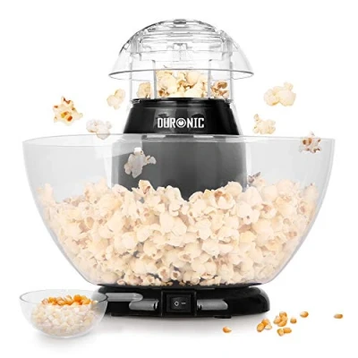Afbeelding van Duronic POP50 BK Popcornmachine 1200 Watt Hetelucht Popcorn Maker Gezonde Olie vrije Gezond met Weinig Calorieën Wordt geleverd Maatbeker en geïntegreerde Serveerkom Zwart