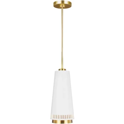 Afbeelding van Feiss LED Pendelarmatuur Carter 1X E27 Max 60W Dimbaar Matte White with Brass accents