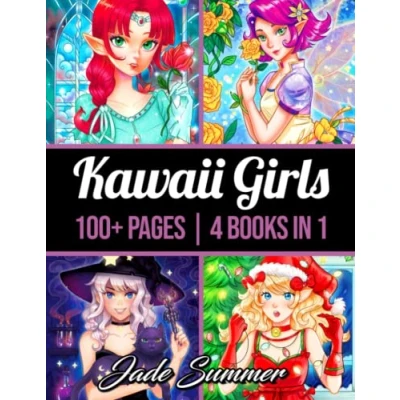 Afbeelding van 100 Kawaii Girls Jade Summer (4 books in 1) Kleurboek voor volwassenen