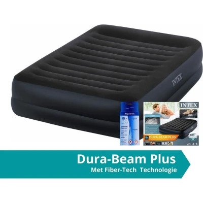 Afbeelding van Intex Pillow Rest Raised Luchtbed 2 Persoons Inclusief Ingebouwde Pomp en Repairset 203x152x47 cm PVC Blauw