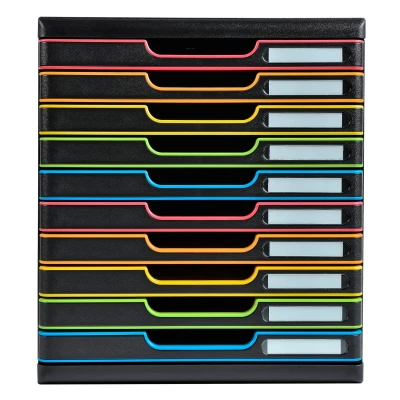 Afbeelding van Exacompta ref. 302914D Organisatiesysteem Ladebox MODULO A4 met 10 gesloten laden voor A4+ documenten Afmetingen: Diepte 35 x Breedte 28,8 Hoogte 32 cm Zwart