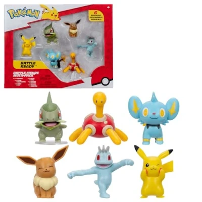 Afbeelding van Bandai Pokémon Set van 6 Figuren 5 cm minifiguren Pikachu Coupenotte Lixy Eevee Machoc Caratroc Battle Officiële licentie Speelgoed voor kinderen vanaf 4 jaar