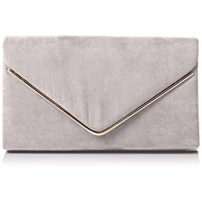 Afbeelding van SwankySwans Vrouwen Oscar envelop Suede Velvet Party Prom Clutch Bag Clutch, Grijs (Grijs)