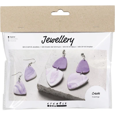 Afbeelding van Creativ Company Mini Hobbyset Sieraden Oorbellen Paars