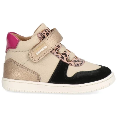 Afbeelding van Develab leren sneakers zwart/beige/roze